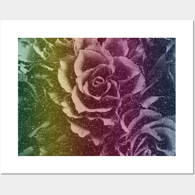 rainbow roses mask pattern floral flower vintage design Wall Art by designsbyxarah